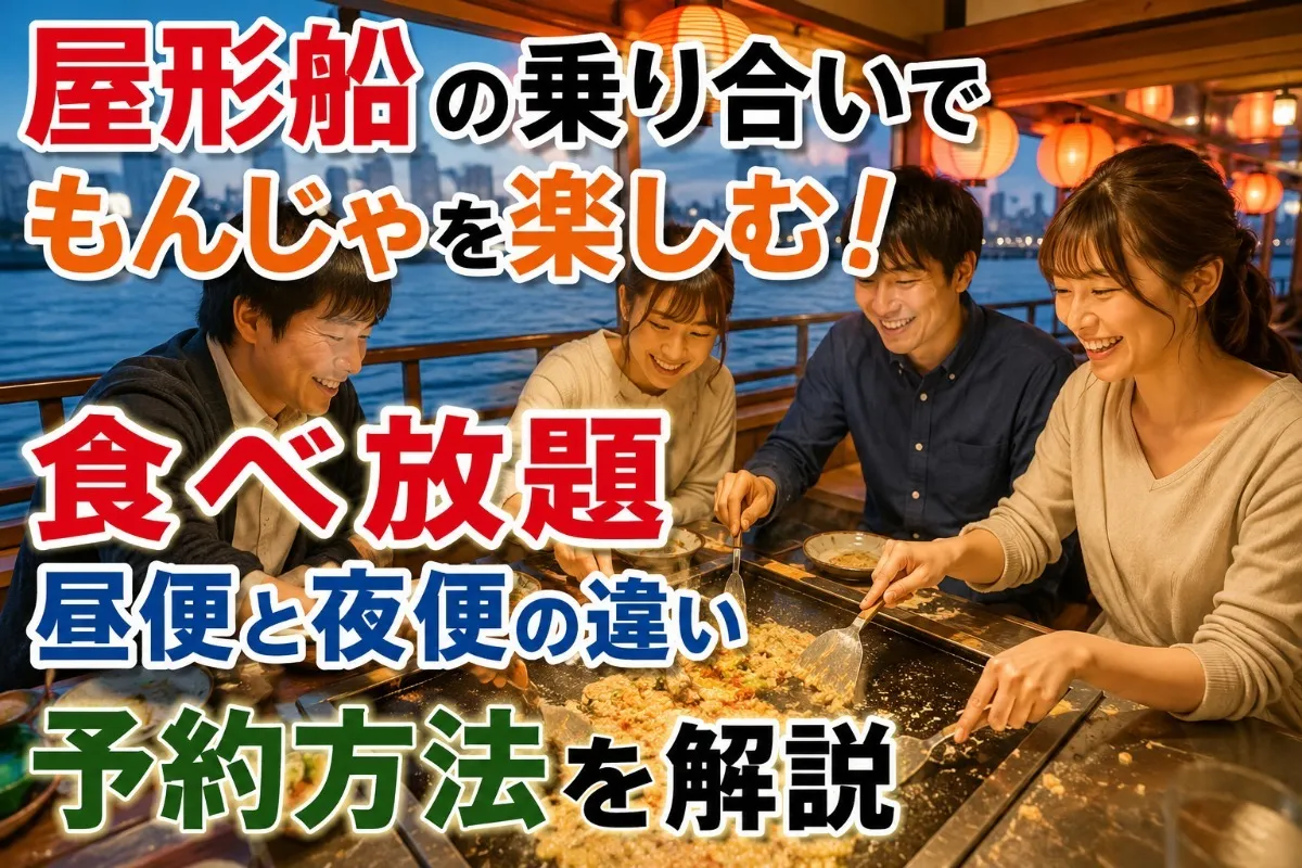 屋形船の乗り合いでもんじゃを楽しむ！食べ放題・昼便と夜便の違い・予約方法を解説